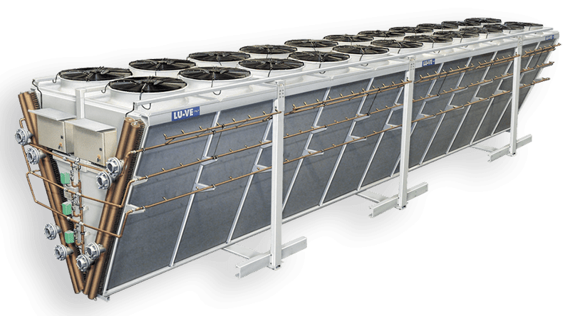 Adiabatic Dry coolers and condensers with special spray systems WSS