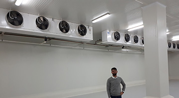 Project name: Cold store and packaging facility for agri product in Cairo<br/>
Refrigeration contractor: MOG for Engineering and Industry, 10th of Ramadan Industrial City, Egypt<br/>
Execution 2018<br/>
Application: facility for collection, precooling, packaging and storage of various fruits and vegetables (lemon, oranges, strawberry, peas, pomegranate etc.). This project is part of a larger plan to develop the agricultural industry of Egypt, by boosting the facilities to serve the export market (Mainly northern Europe and Russia). Currently two additional cold store are under installation and commissioning.<br/>
Cooling system description:<br/>
- Chilled receiving area: LU-VE Dual Discharge 3# CD50H 9452 N 6 - 23,7kW  (16C_85%_EV5) R407c<br/>
- 2 precooling rooms: LU-VE Cubic 4# CS71H 4416 E 10 - 67,3kW (0C_85%_EV-5C) R404a<br/>
- Production and packaging hall: LU-VE Dual Discharge 12# CD50H 9456 N 6 - 69,9kW  (18C_85%_EV5) R407c<br/>
- 6 receiving rooms: LU-VE Cubic 6# CS62H 2218 N 6 - 140,8kW (15C_85%_EV5) R407c<br/>
- 6 cold stores: LU-VE Cubic 12# F50HC 1714 E 6 - 31,2kW (0C_85%_EV-5C) R404a<br/>
- Shipping area: LU-VE Dual Discharge 5# CD50H 9452 N 6 -  23,7kW  (16C_85%_EV5) R404a<br/>
Rack System:<br/>
- 4# Emerson 200HP Rack for MT application R407c – 4# LU-VE Condensers EHV90F 374 H 8VENT (2X4)<br/>
- 2# Emerson 180HP Rack for LT application R404a – 2# LU-VE Condensers EAV8S 7231 H 6VENT (2X3)<br/>
- 1# Emerson 200HP Rack for LT application R404a – 1# LU-VE Condensers EHV90F 368 H 6VENT (2X3)